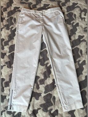 Theory IBBEY Z WESTSIDE White/Off White Zipper Ankle Pants (4)